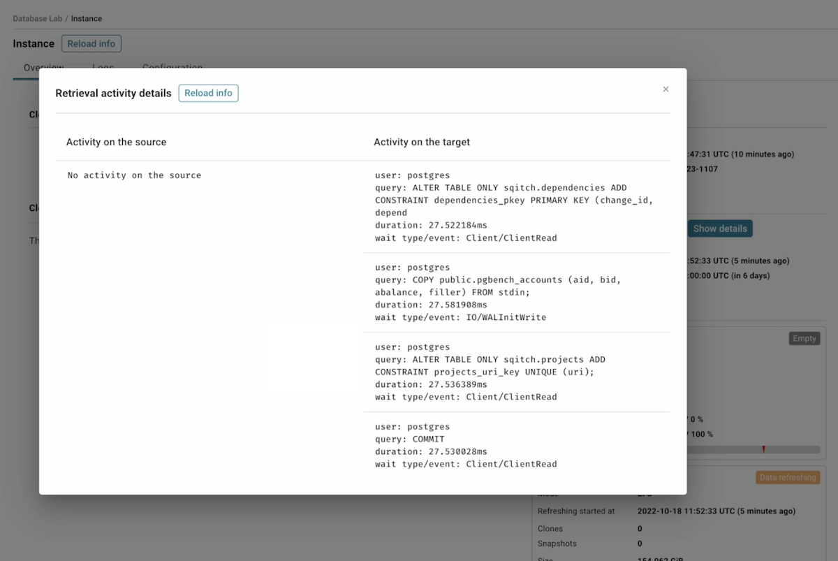 DLE logical data provisioning activity