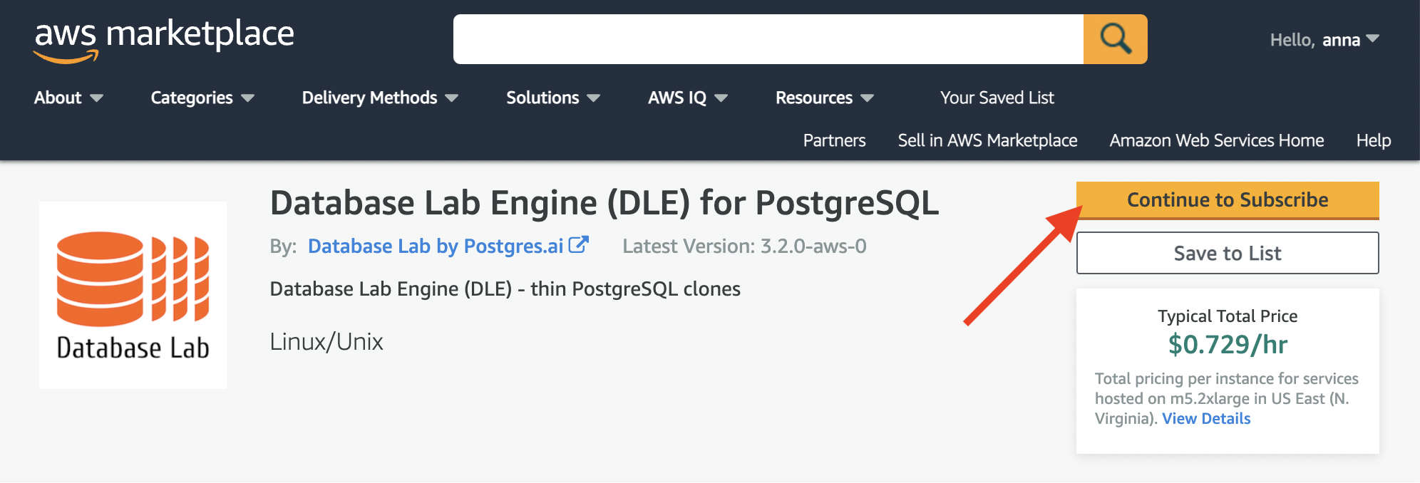 Database Lab Engine in AWS Marketplace: step 1