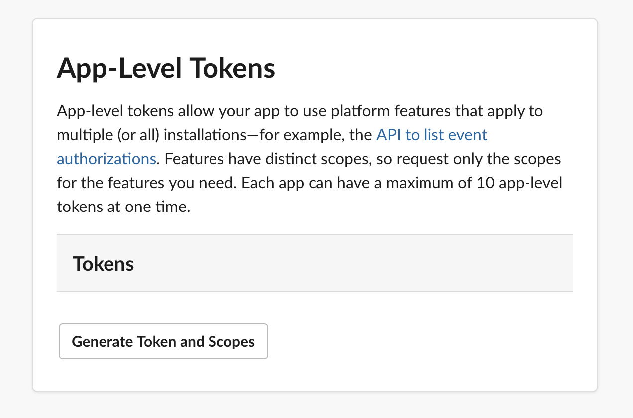 Slack App - Generate App Level Token